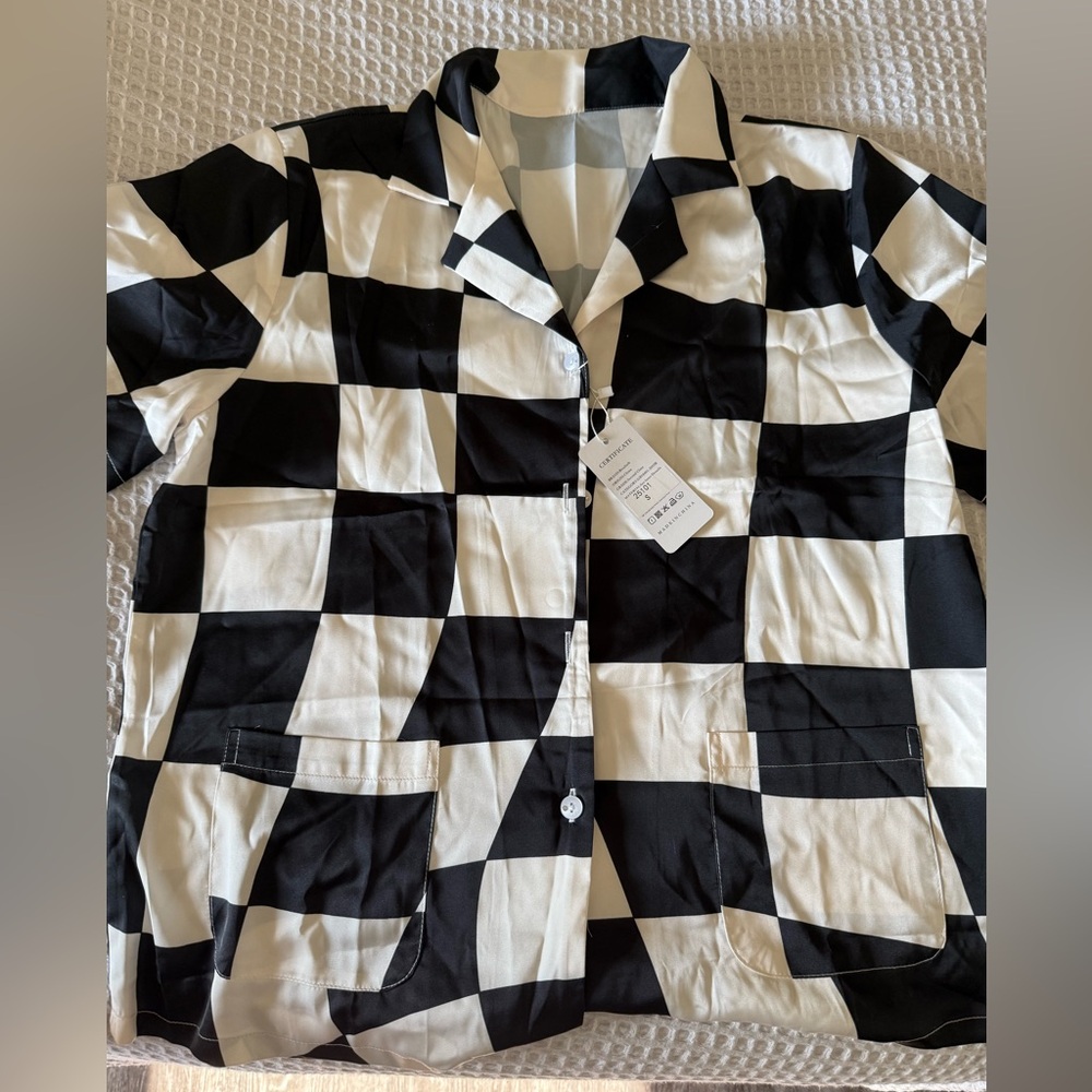 Silk checkered pajamas size small